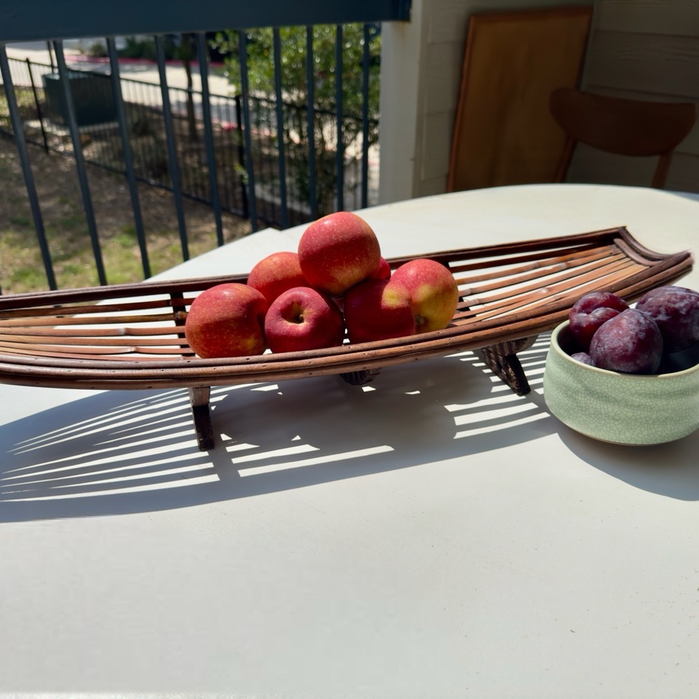 Vintage MCM Wooden Fruit Basket